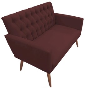 Kit 2 Poltronas 1 Namoradeira Clara Capitonê Pés Palito Suede Bordô - Sheep Estofados