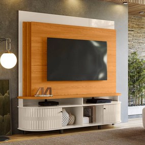 Estante de TV 65 Pol 183cm Sala de Estar Fayron Cinamomo/Off White M20 - D'Rossi