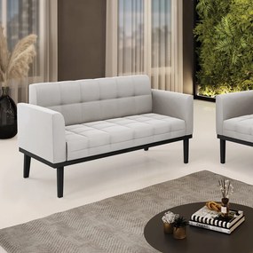 Poltrona Namoradeira Decorativa Karen Pés Fixo em Madeira Preto Veludo Cinza G19 - Gran Belo