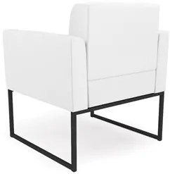 Poltrona Base Industrial Preto Kit 2 Ana Sintético Branco - Ibiza