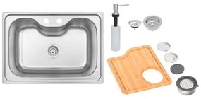 Cuba de Sobrepor Tramontina Morgana 60 FX Aço Inox com Dosador de Sabão Tábua e Bowl Ralador