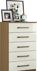 Cômoda para Quarto com 5 Gavetas 61cm Ingrid A09 - D'Rossi - Atacama e Off White