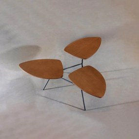 Mesa de Centro Joyie Design Orgânico Tampos Giratórios Tingidos Base Aço Carbono Pintado