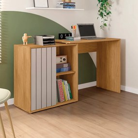 Mesa para Computador Amel Home 140cm Porta Ripada de Correr MDP Mel/Cacao G11 - Gran Belo