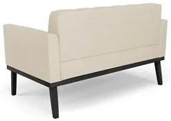 Sofá Namoradeira Base Madeira Preto Ana Veludo Luxo Off White - Ibiza