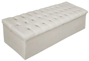 Recamier Baú Estofada Mel 195 cm King Size Com Capitonê Suede Bege - ADJ Decor