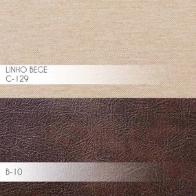 Poltrona Decorativa Kitana Pés Palito PU Sintético/Linho Marrom/Bege G15 - Gran Belo