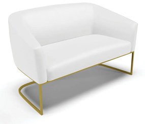 Namoradeira e 2 Poltronas Industrial Dourado Stella Sintético D03 - D'Rossi - Branco