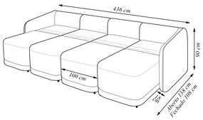 Sofá Cama Modulado Retrátil e Reclinável Decorativo Varsóvia 436cm Veludo Rosê G33 - Gran Belo