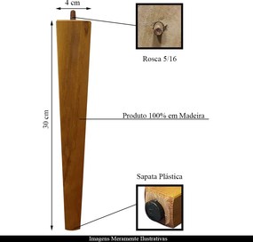 Pé Palito Quadrado Madeira 30cm para Poltrona Mesa Lateral Puff Mel G75 - Gran Belo