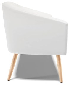 Sofá 2 Lugares Namoradeira Pé Palito Natural Stella Sintético D03 - D'Rossi - Branco