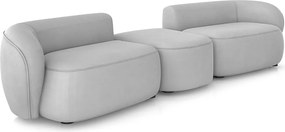 Sofá Versátil Sala de Estar Egito 362cm Modulado Veludo Cinza G52 - Gran Belo