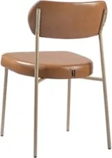 Cadeira Jantar Estofada Pé Metal Rosê Kit 2 Lavy Sintético Amarula S08