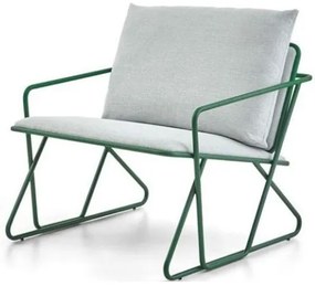 Poltrona Industrial Vini Linho Cinza Base Verde 82cm - 62219 Sun House