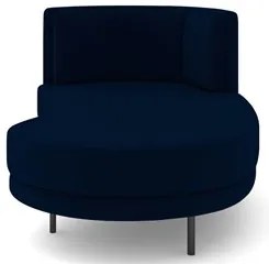 Chaise Longue Divã 164cm Braço Esquerdo Logus D06 Veludo Azul - Mpozen