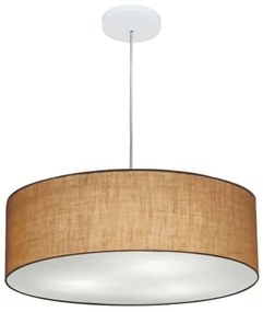 Lustre Pendente Cilíndrico Md-4217 Cúpula em Tecido 50x15cm Palha - Bivolt