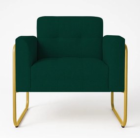 Poltrona Sala Industrial Alta Tubo Dourado Elisa Bouclê D03 - D'Rossi - Verde