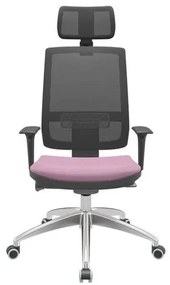 Cadeira Office Brizza Tela Preta Com Encosto Assento Vinil Lilás Autocompensador 126cm - 63027 Sun House