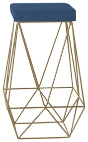 Banqueta Decorativa Kathy Base Gold Suede Azul Marinho G41 - Gran Belo