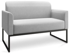 Poltrona Namoradeira Decorativa Isabella Base Industrial Linho Cinza/Preto G19 - Gran Belo