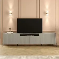 Rack TV 85 Pol 260cm 4 Portas Brise Blen Grigio/Preto I06 - Mpozenato