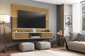 Painel Para TV Âmbar Cinamomo Off White Ripado – Bechara Móveis