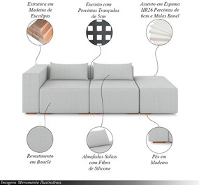 Sofá Versátil Sala de Estar Atlanta 378cm Modulado Bouclê Cinza G52 - Gran Belo