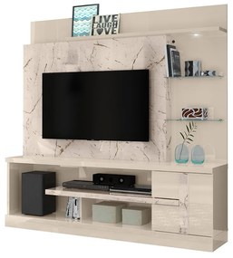 Estante de TV 55 Pol 182cm Sala de Estar Elaris M20 - D'Rossi - Calacata e Off White