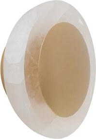 Arandela Led Rocha E Metal Dourado 6w 3000k Ø20cm Kálida