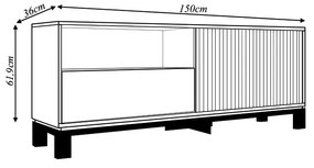 Bancada Átomo 150cm para TV até 55 com Porta de Correr Ripada e Gaveta MDP Sued/Freijo G11 -  Gran Belo