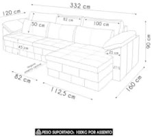 Sofá Retrátil 4 Lugares Para Sala 332cm Dijon Couro Bordô S07 - Mpozen