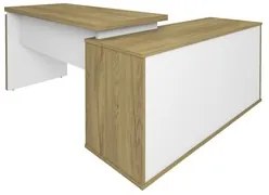Conjunto Escritório Home Office 4 Peças Sharp A06 Olmo/Branco - Mpozen