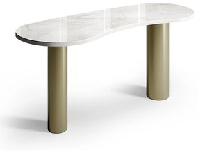Aparador Koralle Design Orgânico Tampo em Vidro Marmorizado Bases Cilíndricas em Aço Carbono com Pintura Epóxi