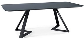 Mesa Sala de Jantar 6 Lugares 200cm Tampo de Vidro Efron Preto G13 - Gran Belo