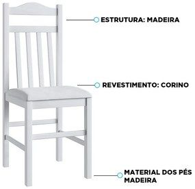 Conjunto 2 Cadeiras Madeira E Tecido Corino 300 - Branco