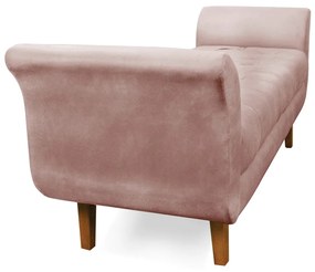 Recamier Olinda Veludo 160 cm Pés Chanfrado Castanhos - D'Rossi - Rose