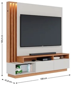 Home Theater Humaita Off White Matte/Freijó - Colibri Móveis