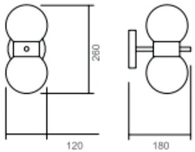 Arandela Orfeu C/ 2 Globos Ø12X26X26Cm 2L G9 / Metal E Globo Ø12Cm | U... (MT-M / DR-PV - Mate + Dourado Polido, AMBAR)