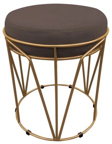 Puff Multiuso com Mesa Babu 2 em 1 Suede Base Dourado D'Rossi - Marrom