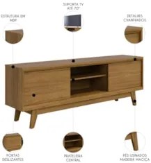 Rack Bancada de TV 70 Pol 164cm Gaia Z10 Cumaru - Mpozenato