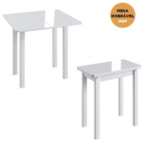 Mesa De Jantar Dobrável Multiuso Cozinha Em Mdf - Branco