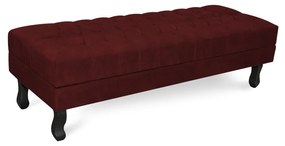 Puff Baú Decorativo Capitonê Luis XV 90x40cm Suede Bordô - Sheep Estofados - Vermelho escuro