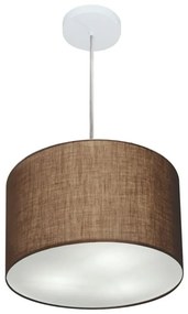Lustre Pendente Cilíndrico Md-4211 Cúpula em Tecido 35x25cm Café - Bivolt