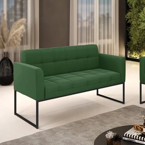Sofá Namoradeira Elisa Suede Verde Base Metálica Industrial Preto - D'Rossi