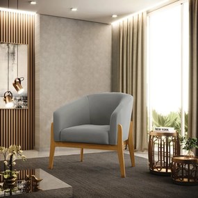 Poltrona Decorativa Base de Madeira kit 2 Stella Suede D03 - D'Rossi - Grafite