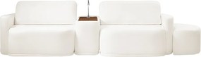 Sofá Sala Modulado 279cm com Puff Console USB Luminária Brumma Bouclê K01 - D'Rossi - Off White