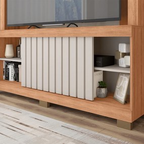 Estante TV 60 Pol 160cm Sala de Estar Ravik C01 - D'Rossi - Freijó/Off White