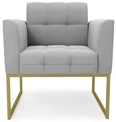 Poltrona Base Industrial Dourado Kit 2 Ana Suede Cinza - Ibiza