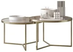 Mesa de Centro Pés Metálicos Kit 2 Thor Espelho/Champagne E05 - Mpozen