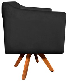 Poltrona Giratória Julia Suede Base Madeira MM30 D'Rossi - Preto